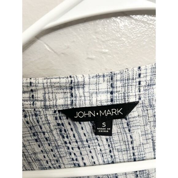 John Mark Top Shirt Small Blue Boho Embroidered Crochet Pullover Tunic Tassel - Picture 7 of 9